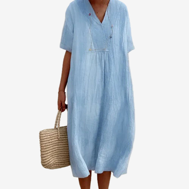 Gioellea™ | Elegant V-Neck Midi Dress