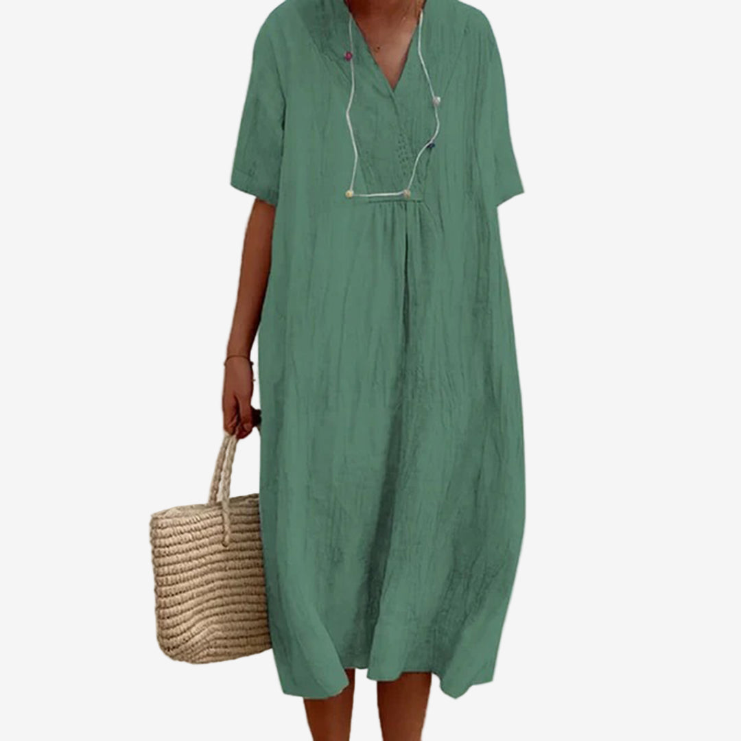 Gioellea™ | Elegant V-Neck Midi Dress