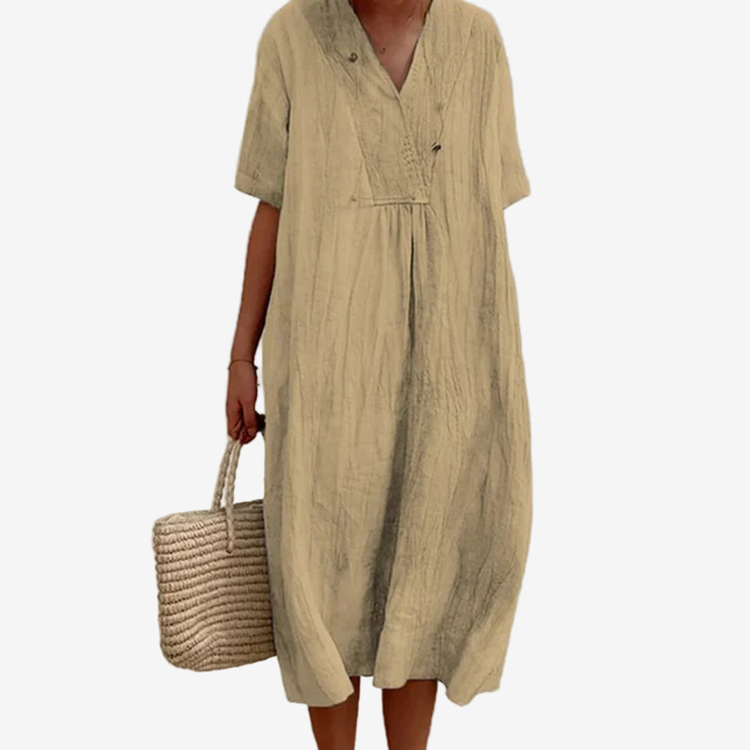 Gioellea™ | Elegant V-Neck Midi Dress