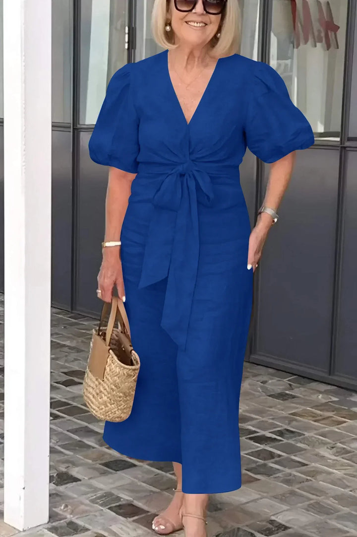 Amara™ - V-Neck Cotton Dress With Laces