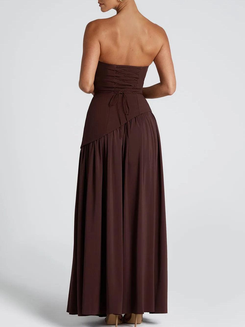 Serenya™ | Chic Strapless Slit Gown